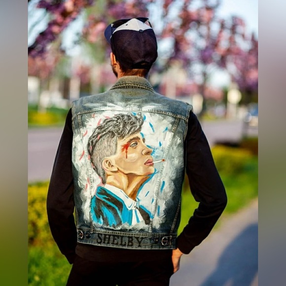 Hand painted Any Your Idea Custom Denim/Leather Jacket Bag Shoes - Picture 7 of 16